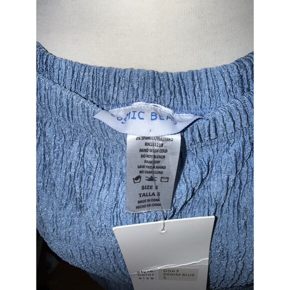 JUMPSUIT ROMPER one piece blue size small crinkle material wide leg flowy - Picture 6 of 15